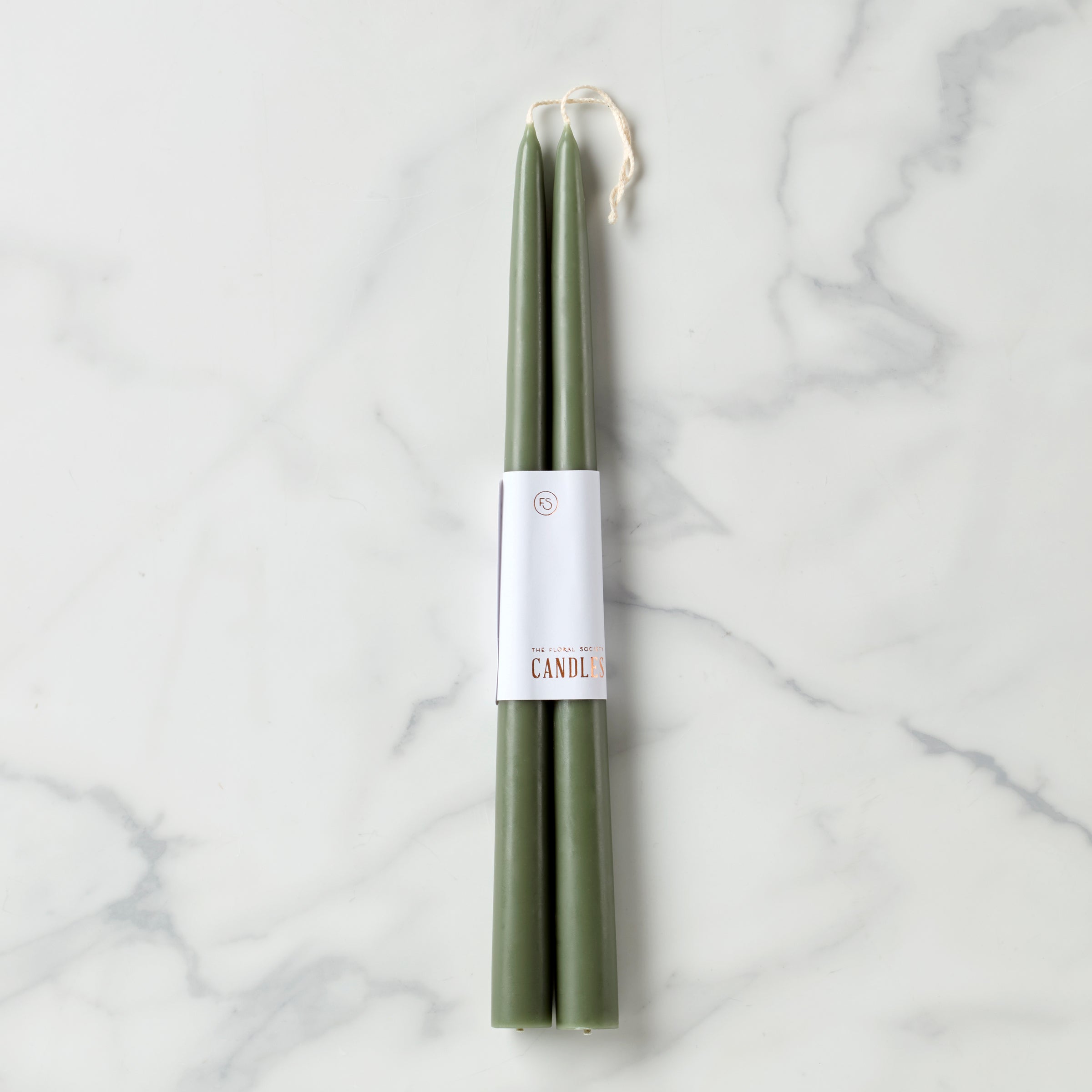 "Dipped 12"" Taper Candle Pair - Moss"