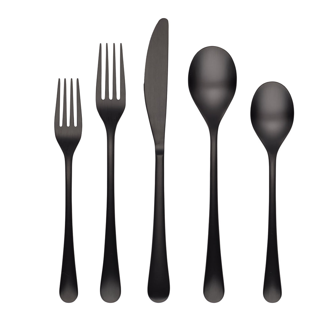 Xyla Black Satin 20 Piece Flatware Set