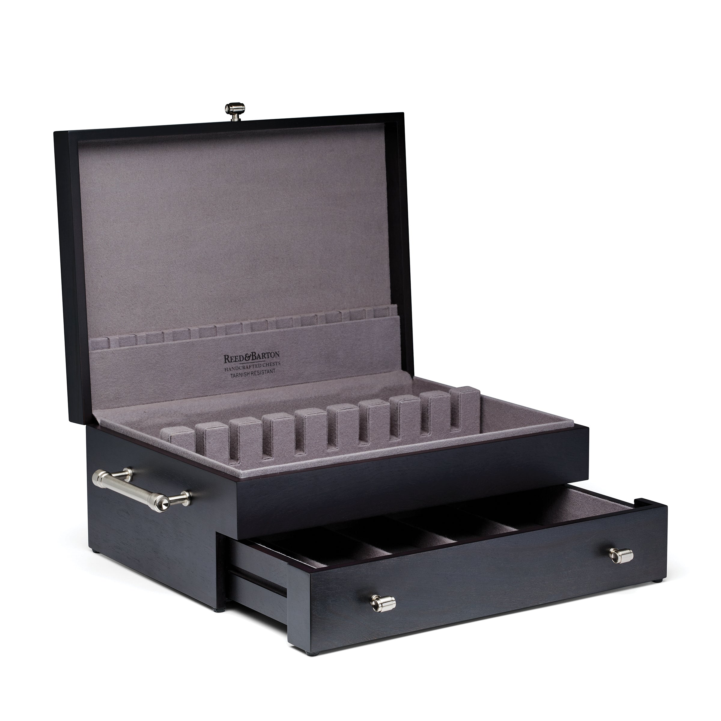 2 Tier Wood Charcoal Flatware Chest