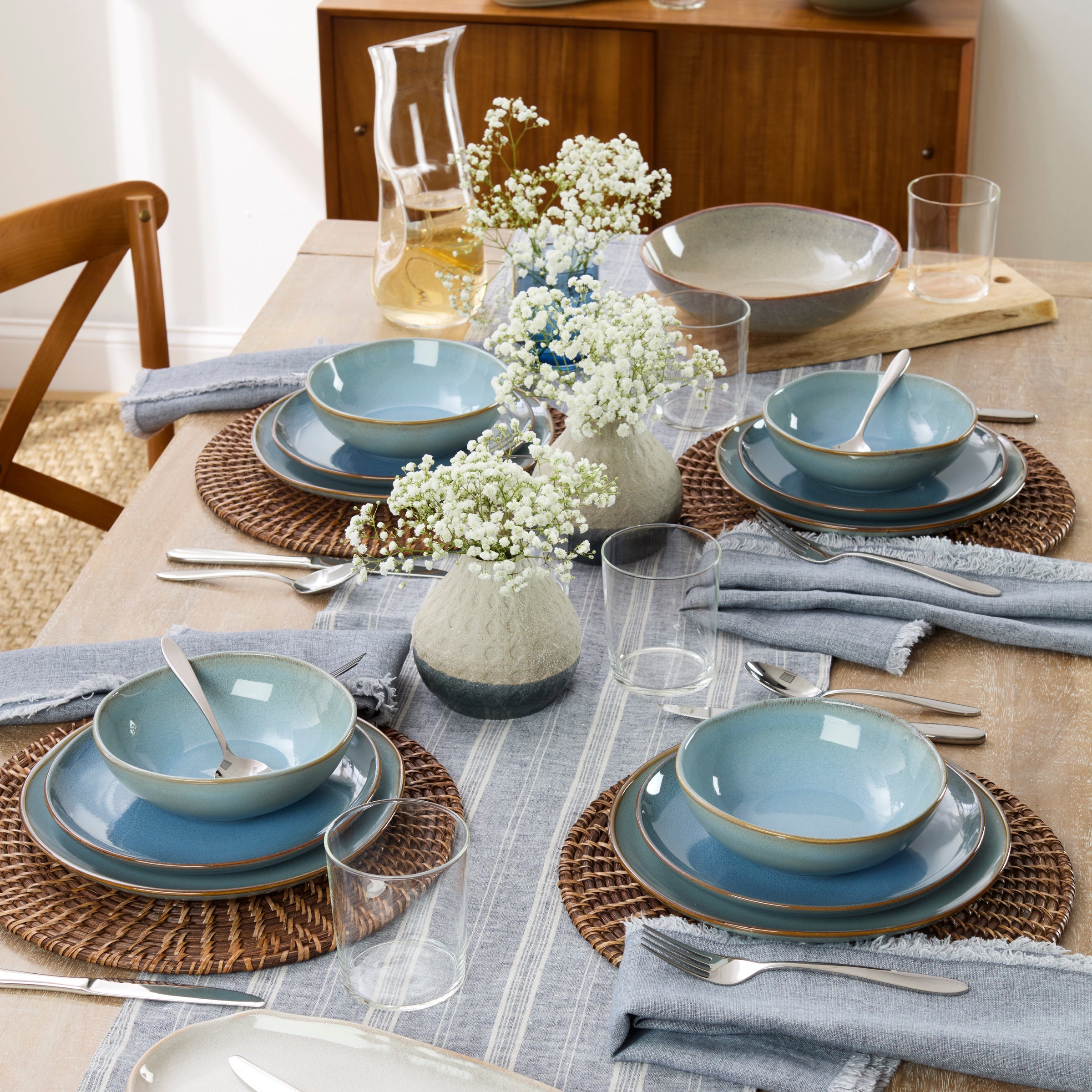 Organic Shades Blue 12-Piece Dinnerware Set