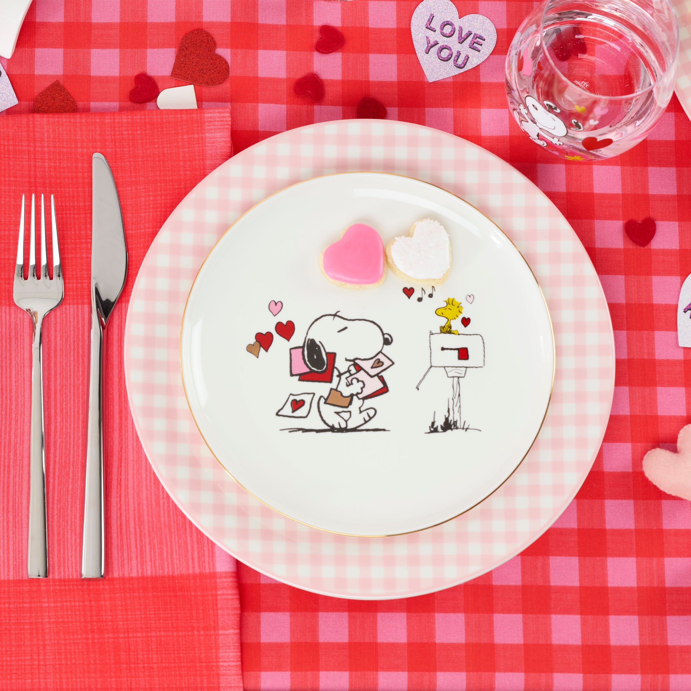 Gingham Pink Dinner Plates - Set of 4