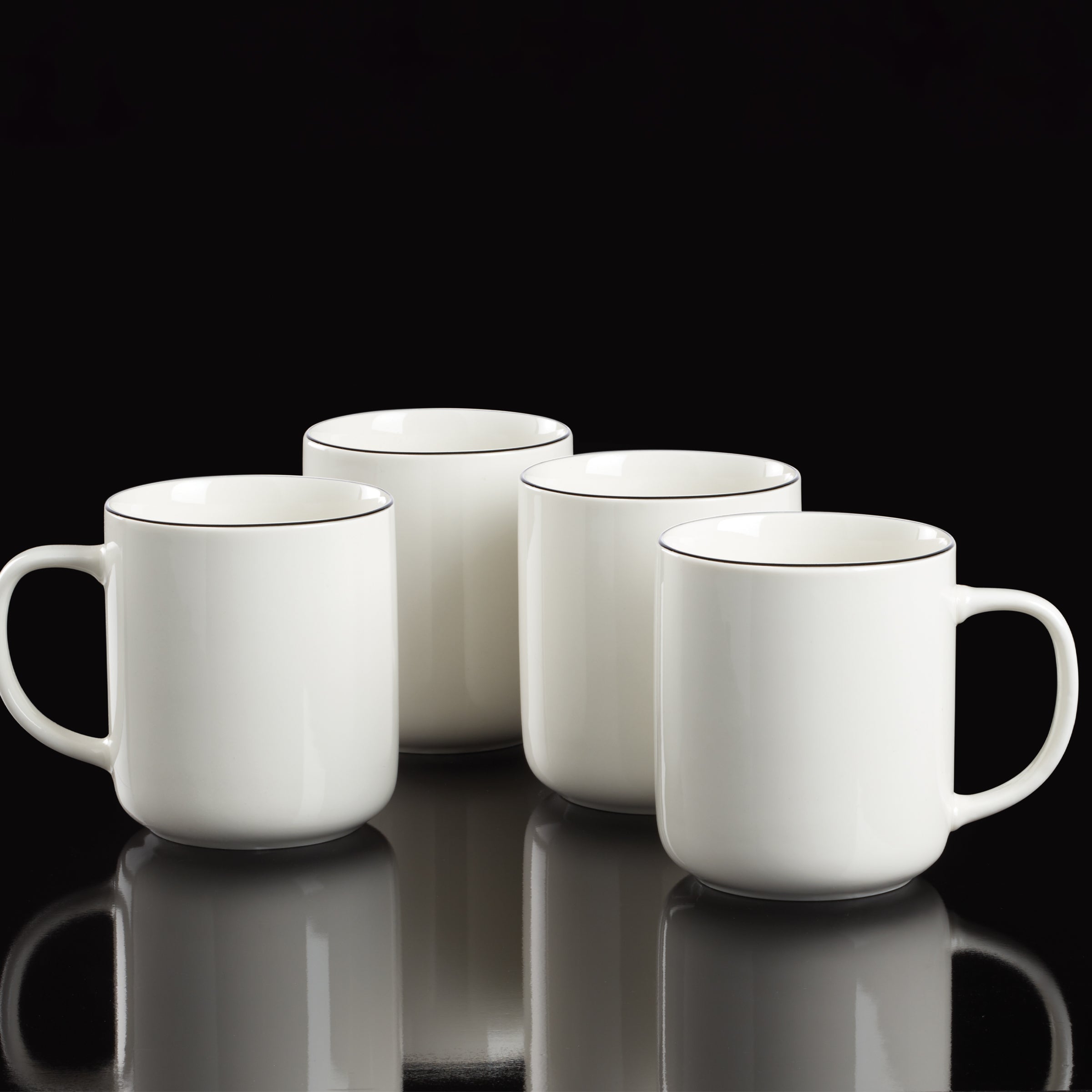 24 Seven Black Rim Mugs - Set of 4