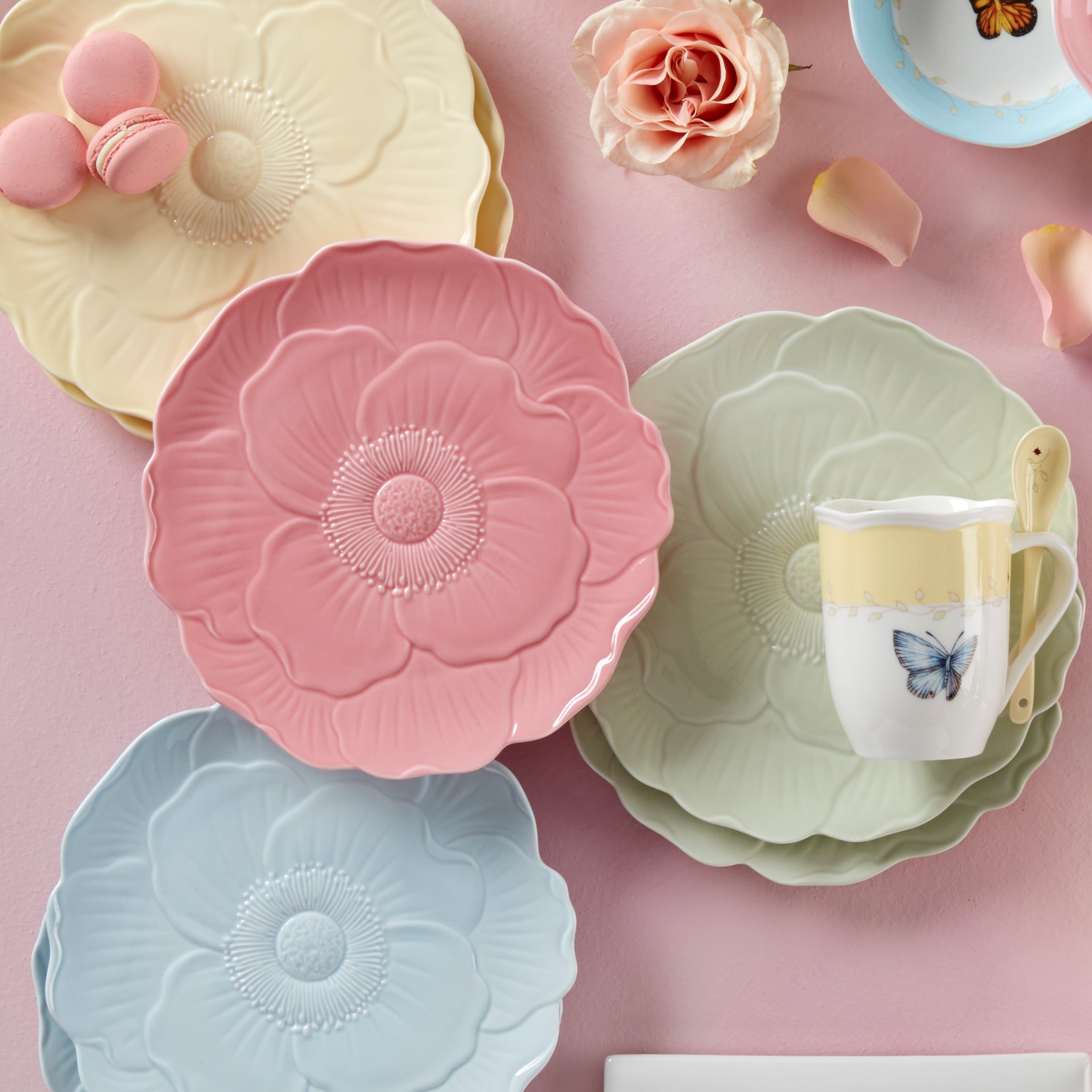 Butterfly Meadow Floral Blue Accent Plates - Set of 4