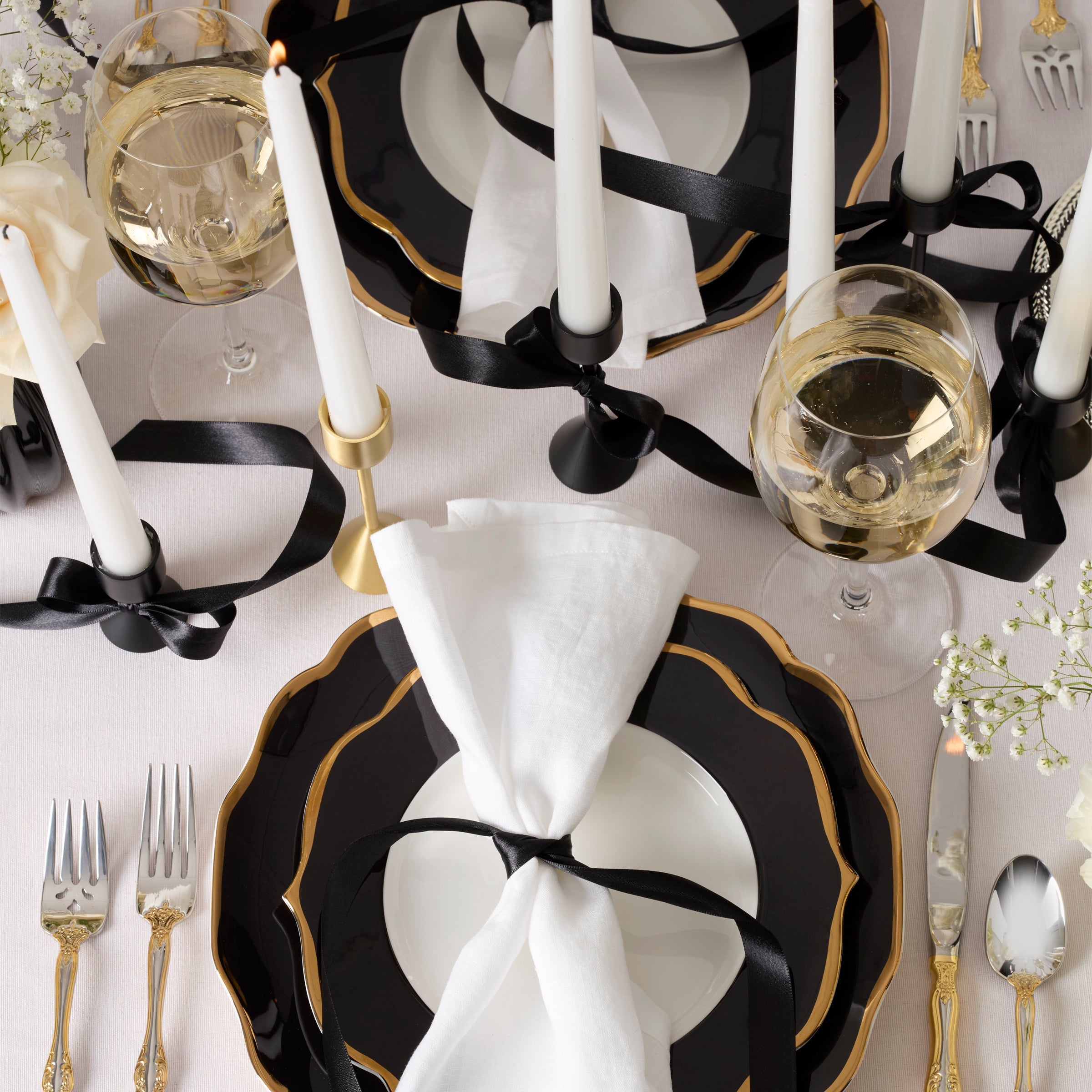 Contempo Luxe Black Dinner Plates - Set of 4