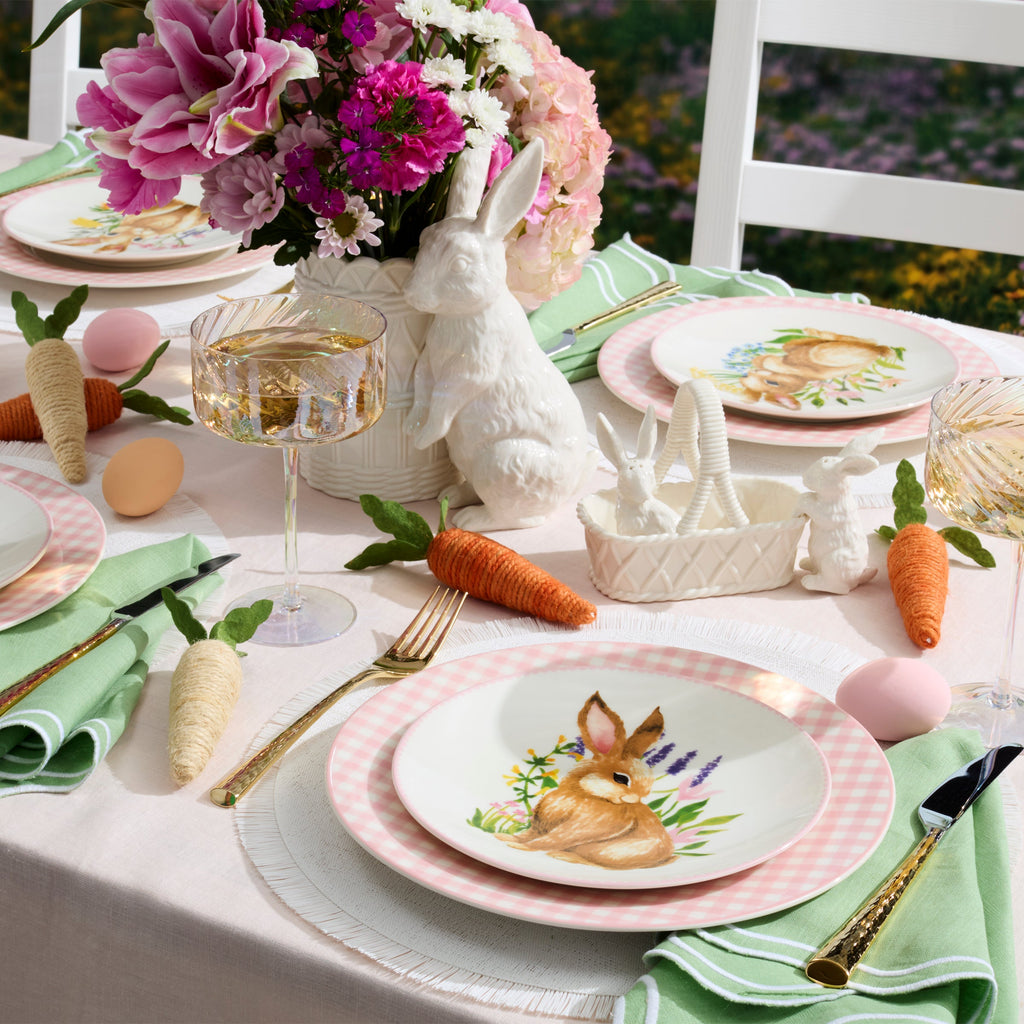 Gingham Pink Dinner Plates - Set of 4