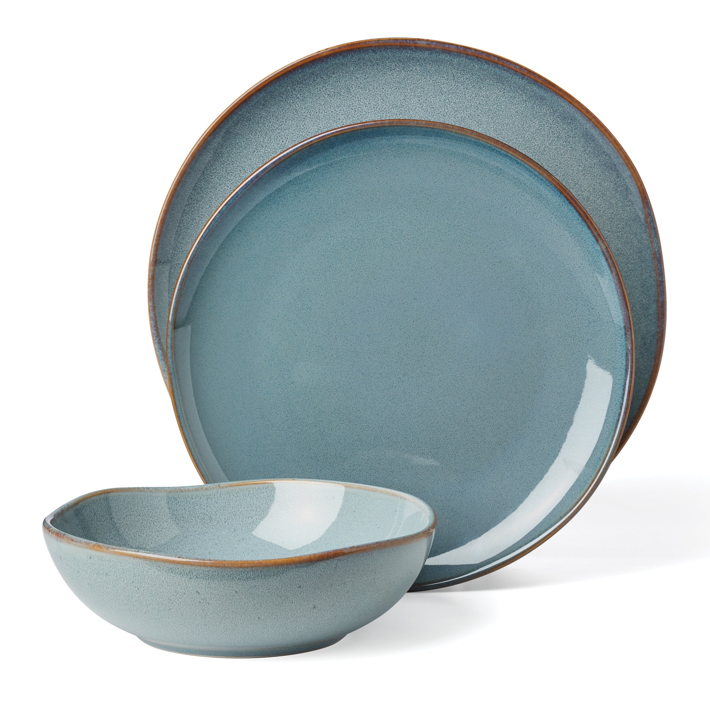 Organic Shades Blue 12-Piece Dinnerware Set