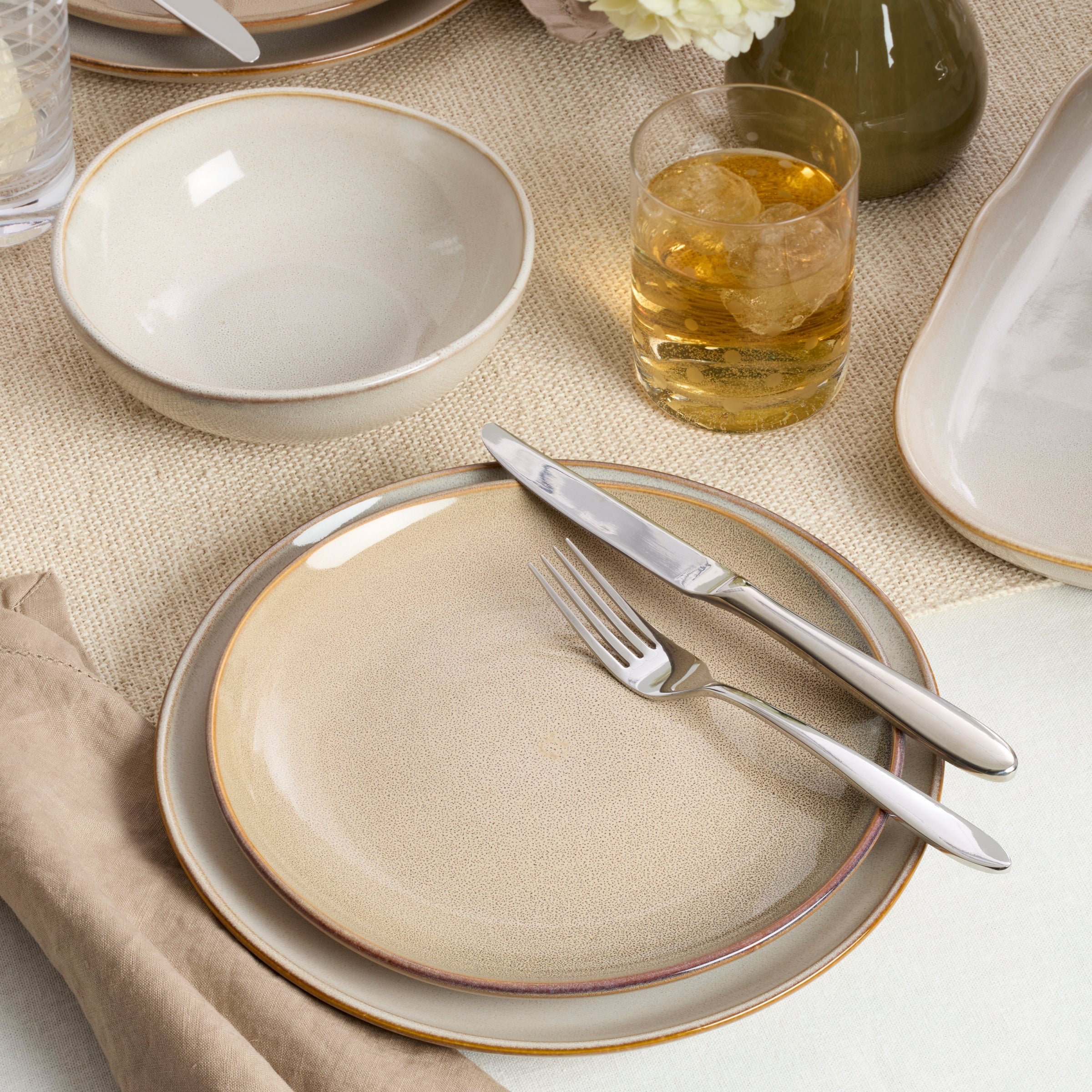 Organic Shades Oatmeal 12-Piece Dinnerware Set