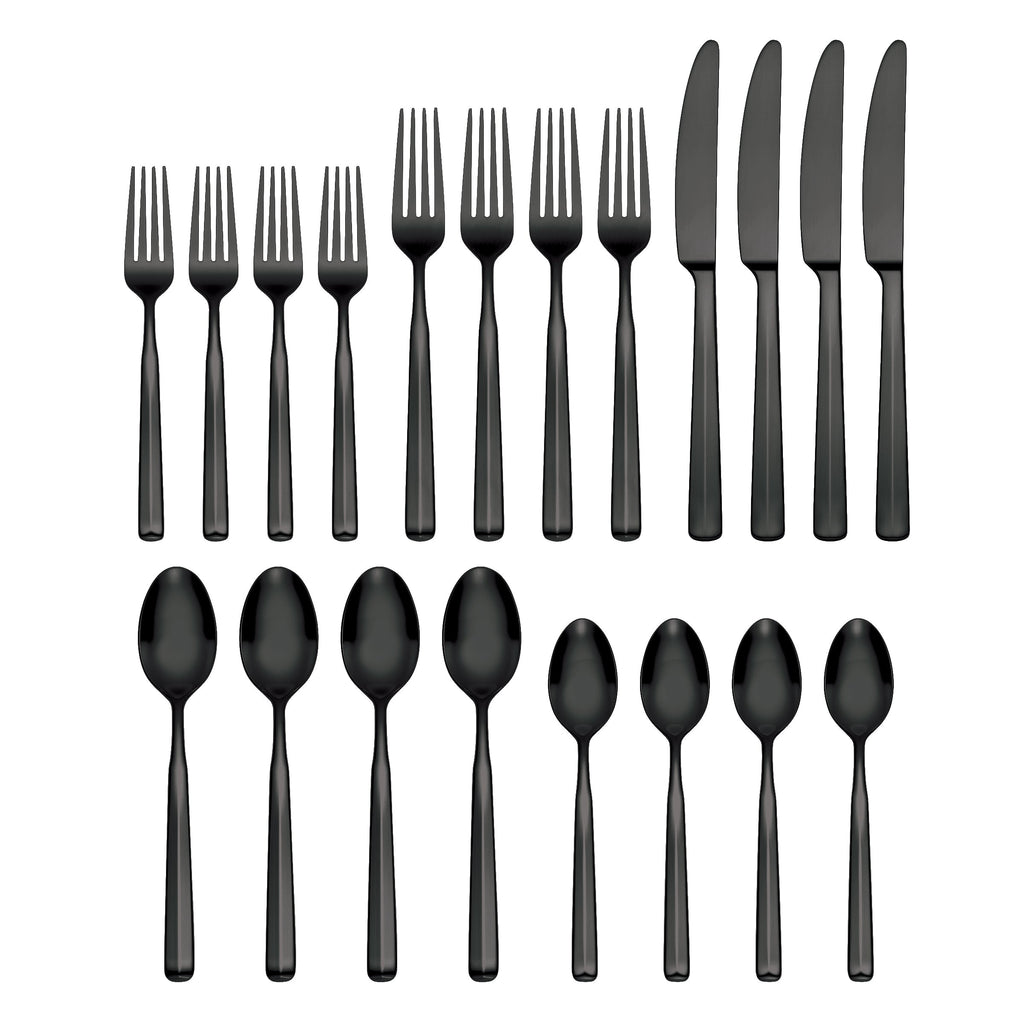 Ryder Black Satin 20 Piece Flatware Set