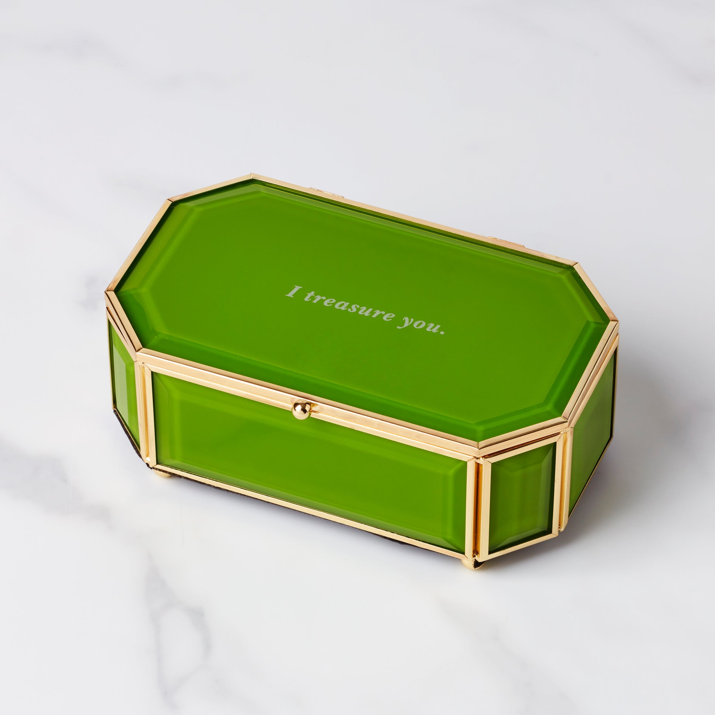 """I Treasure You"" Green Jewelry Box"
