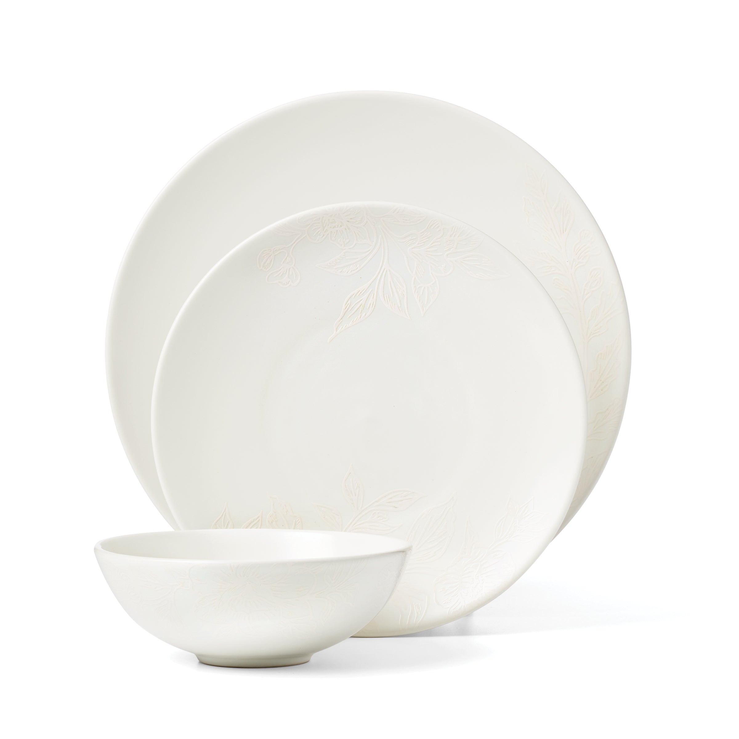 Roseto White 12-Piece Dinnerware Set
