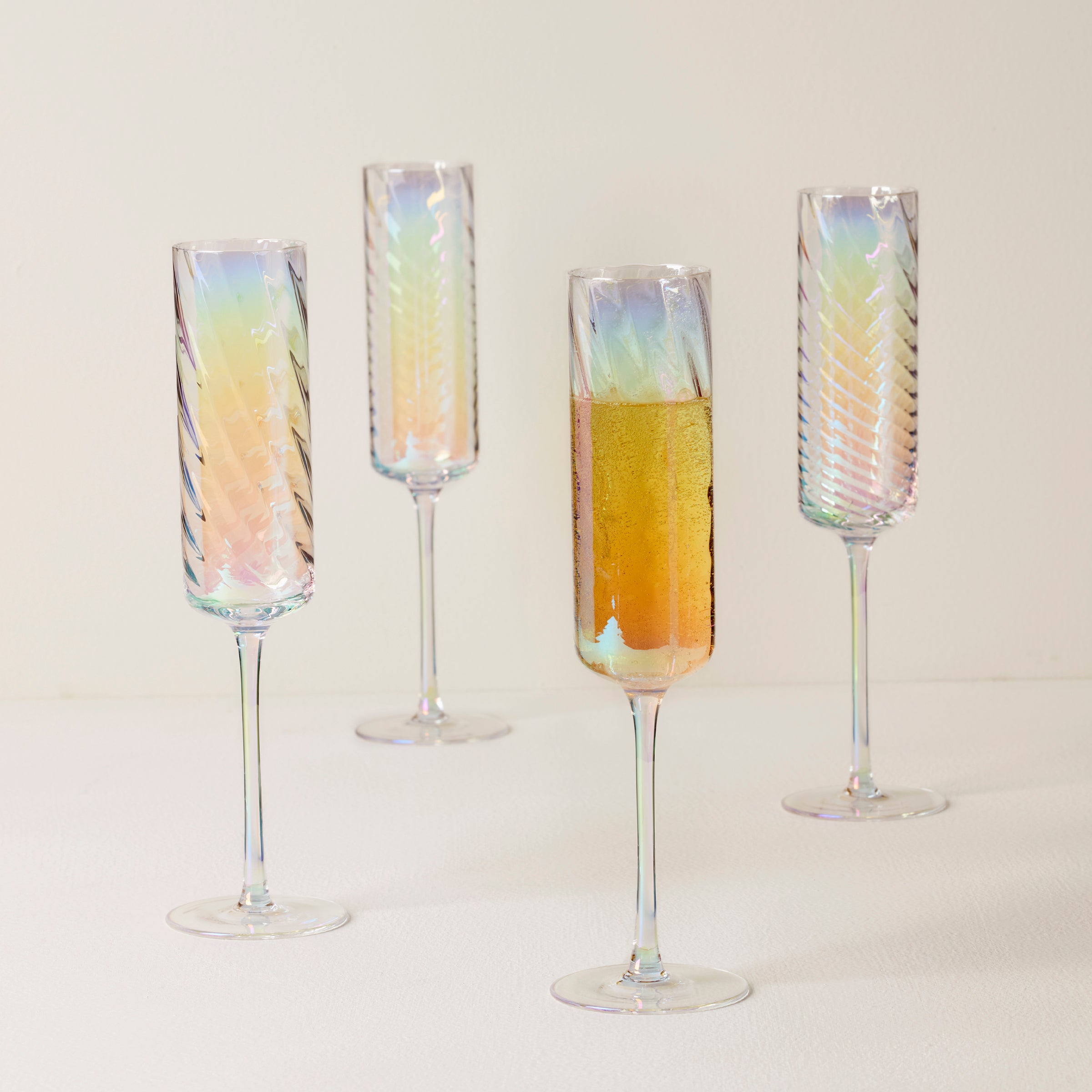 Tuscany Classics Iridescent Flute Glasses - Set Of 4