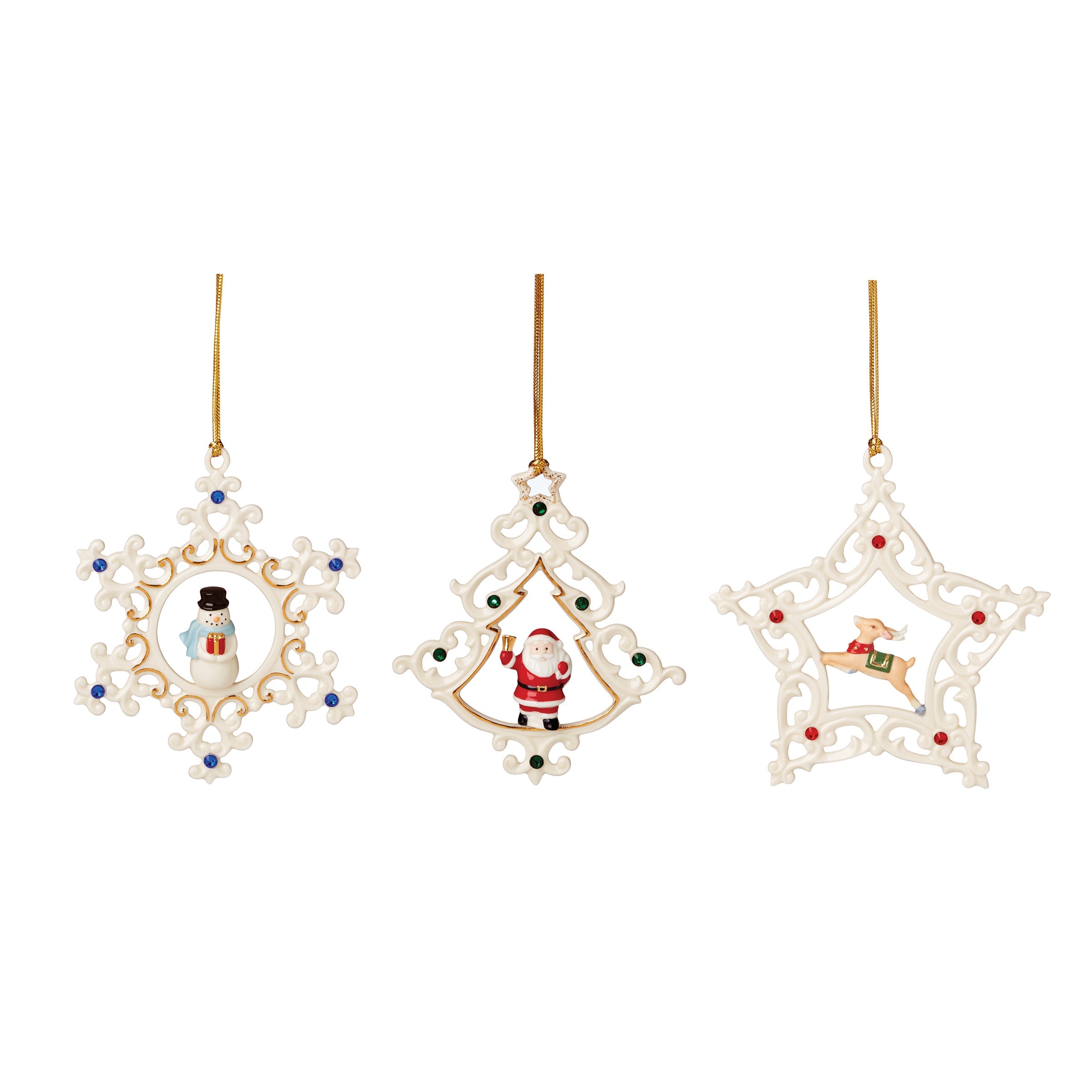 Pierced Gem Ornaments - Set Of 3
