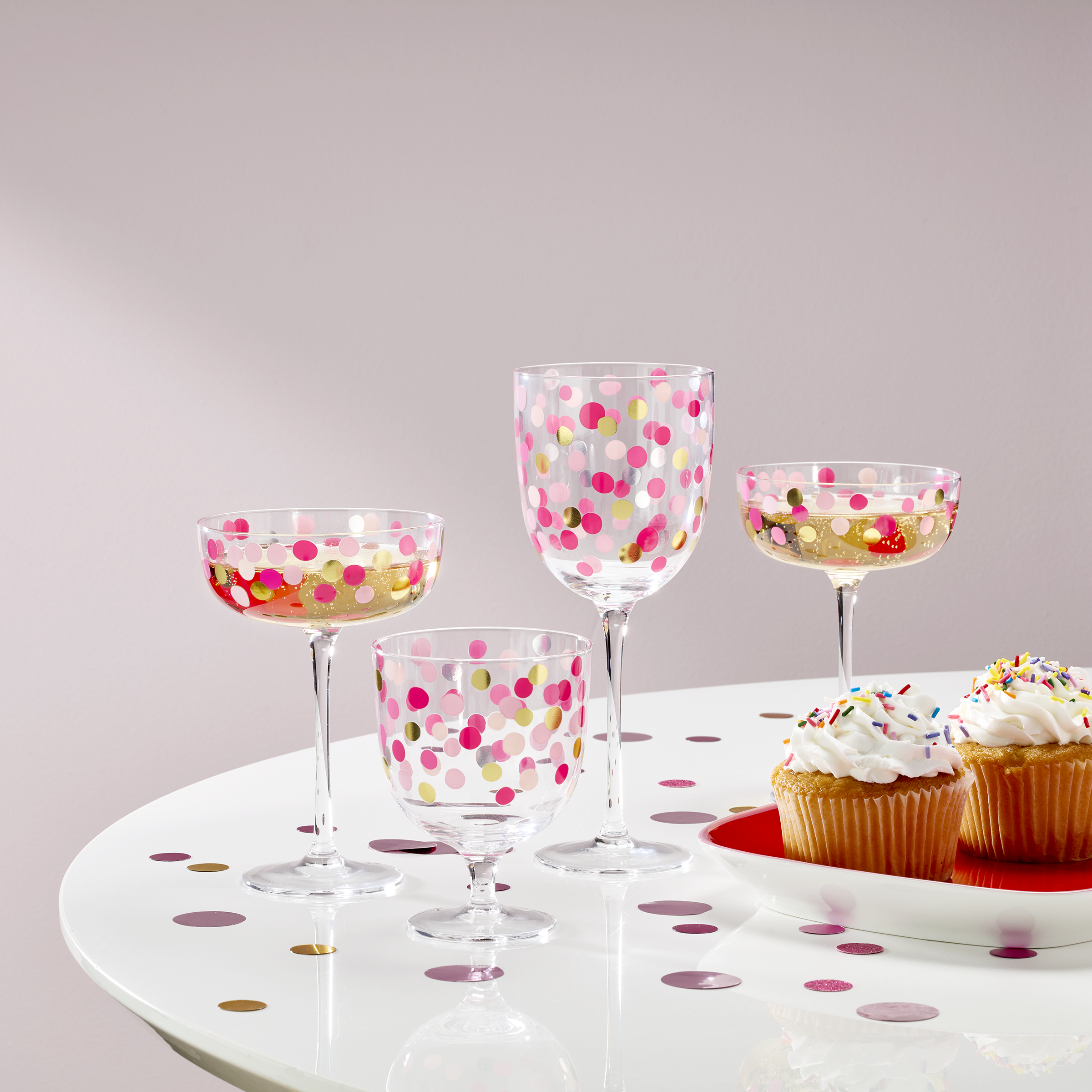 It's Raining Confetti Coupe Glasses - Set Of 4