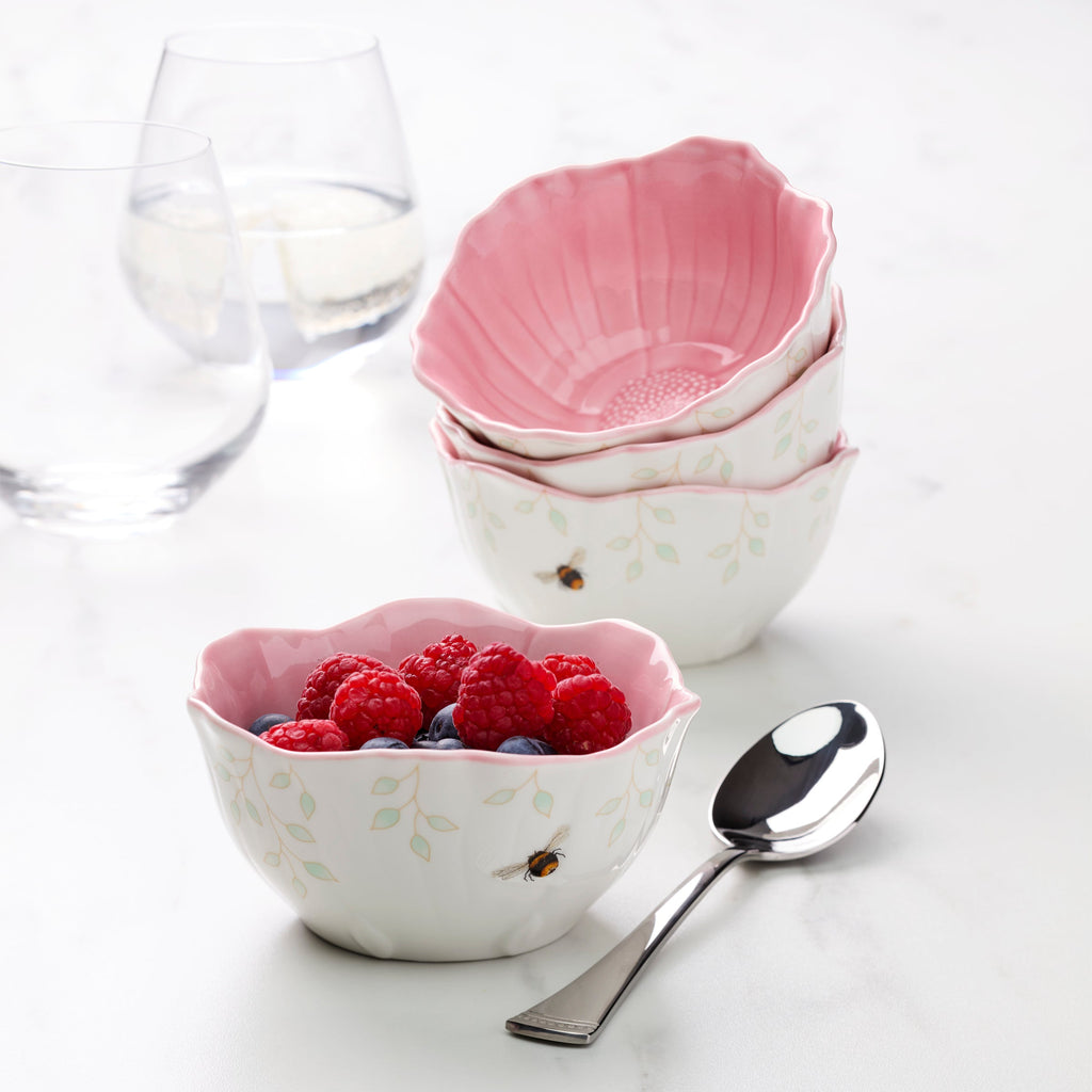 Butterfly Meadow Floral Pink Dessert Bowls - Set of 4