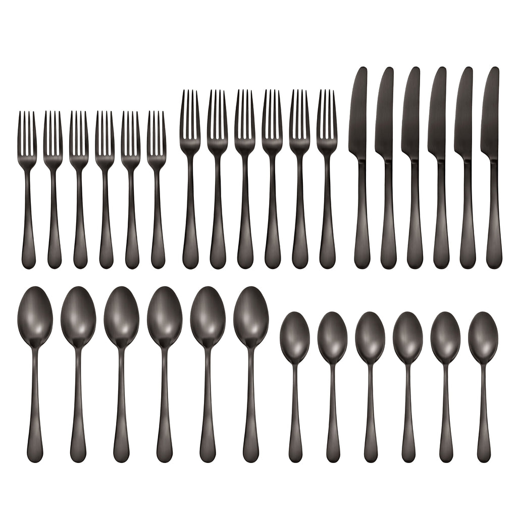 Mirabella Gunmetal Satin 30 Piece Flatware Kit