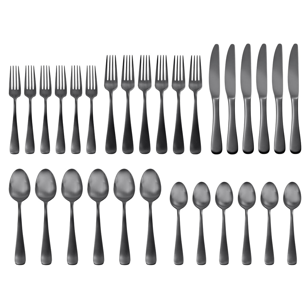 Opera Black Titanium 30 Piece Flatware Kit