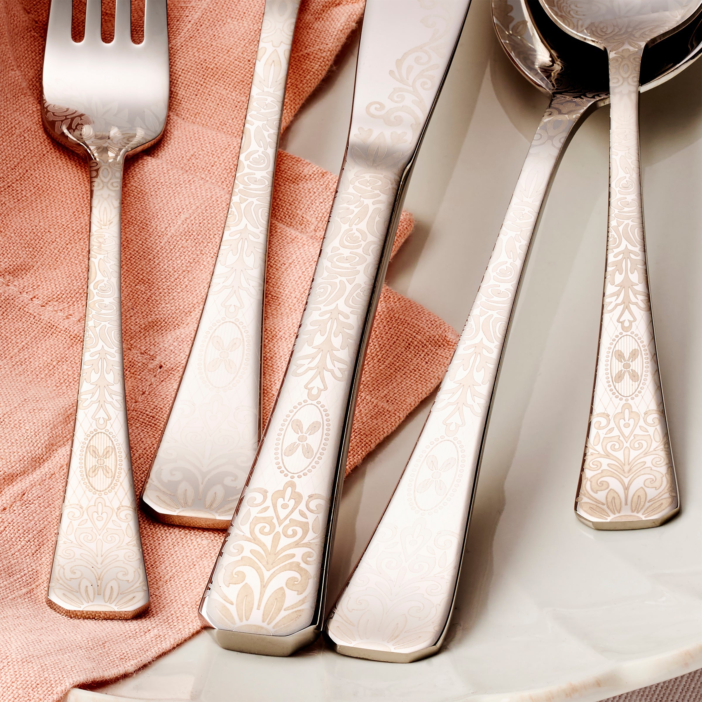 Floral Etch 5 Piece Place Setting