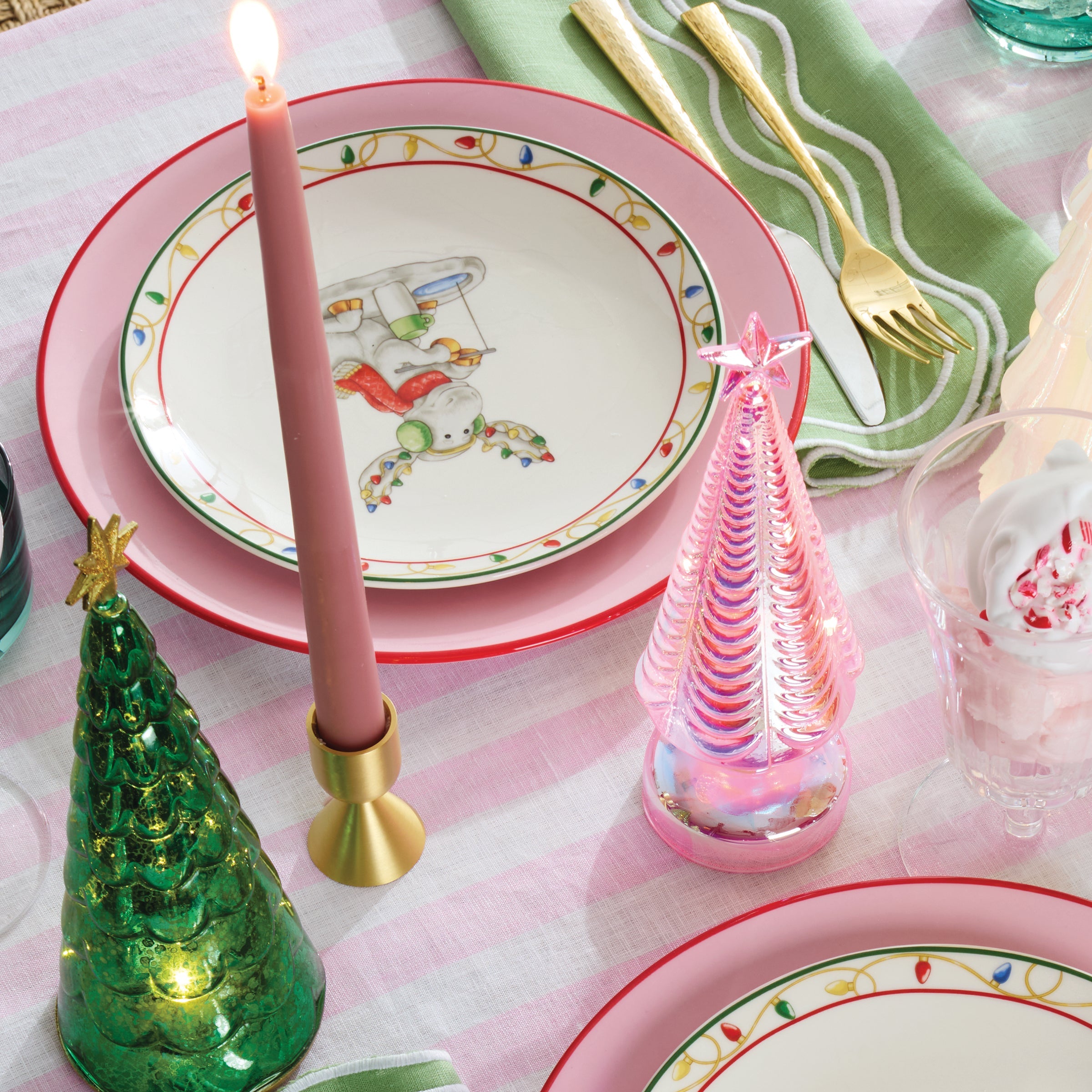 "Dipped 12"" Taper Candle Pair - Rose"