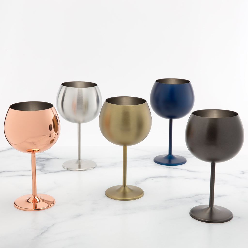 Gold Stainless Wine Glasses - Set Of 4