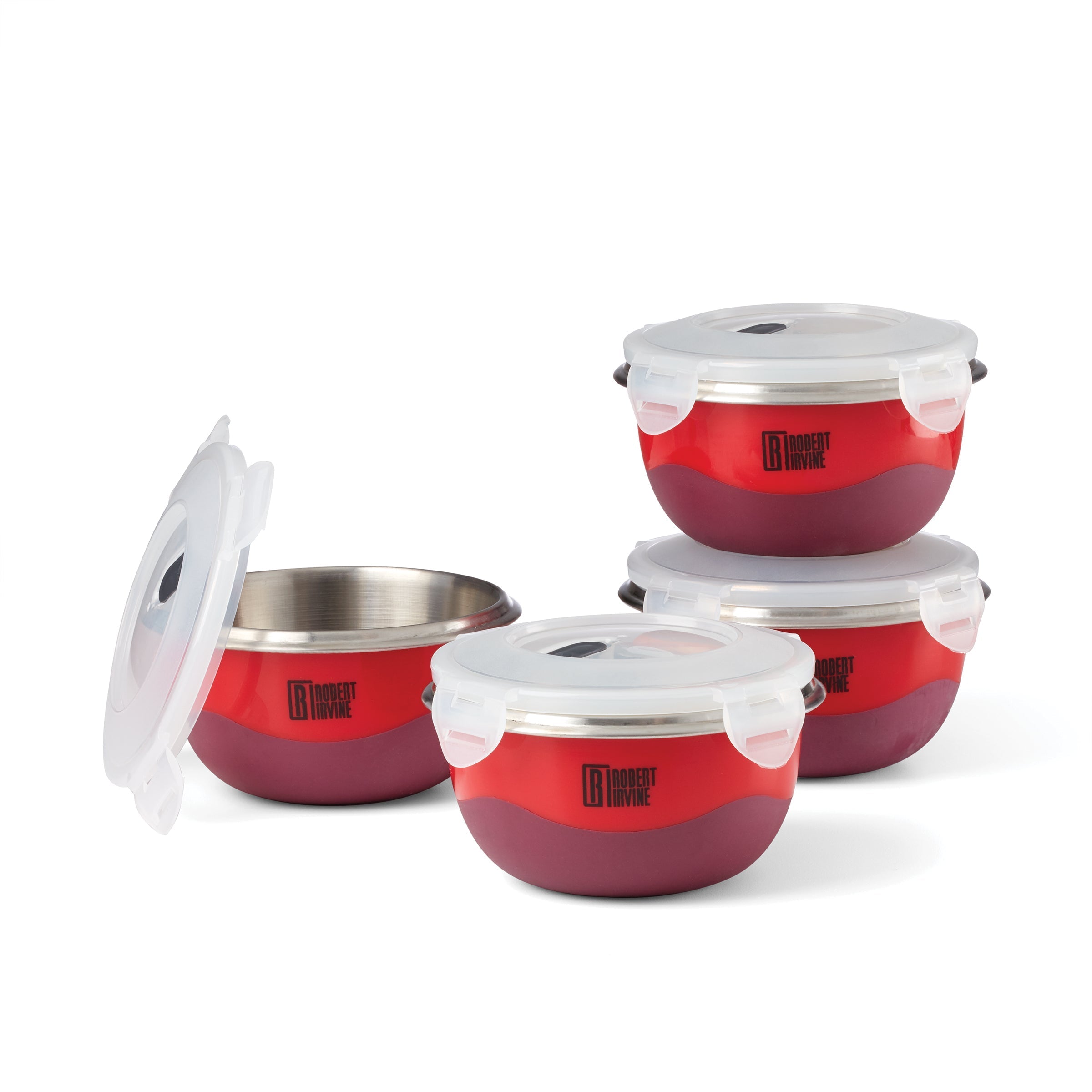 Robert Irvine Prep Bowls - Set Of 4 - Red