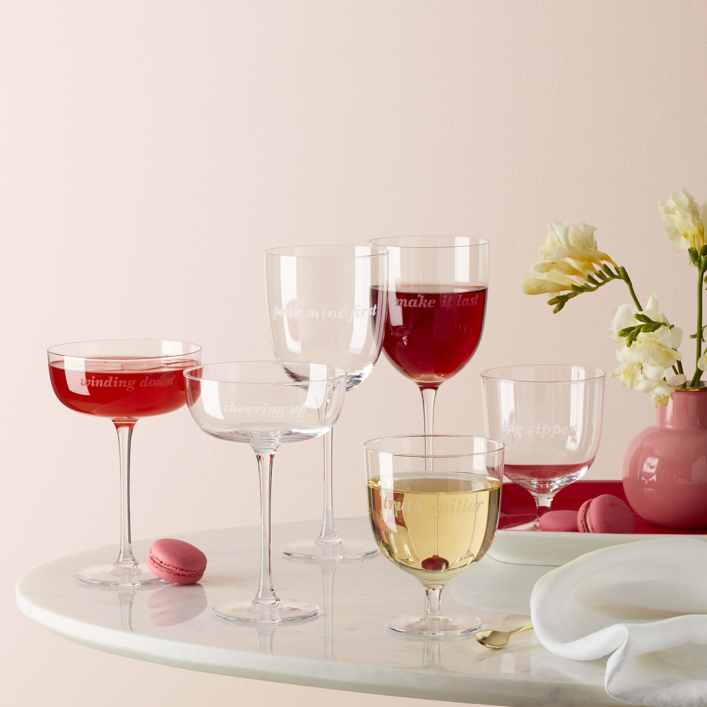 Winding Down & Cheering Up Coupe Glasses - Set Of 2