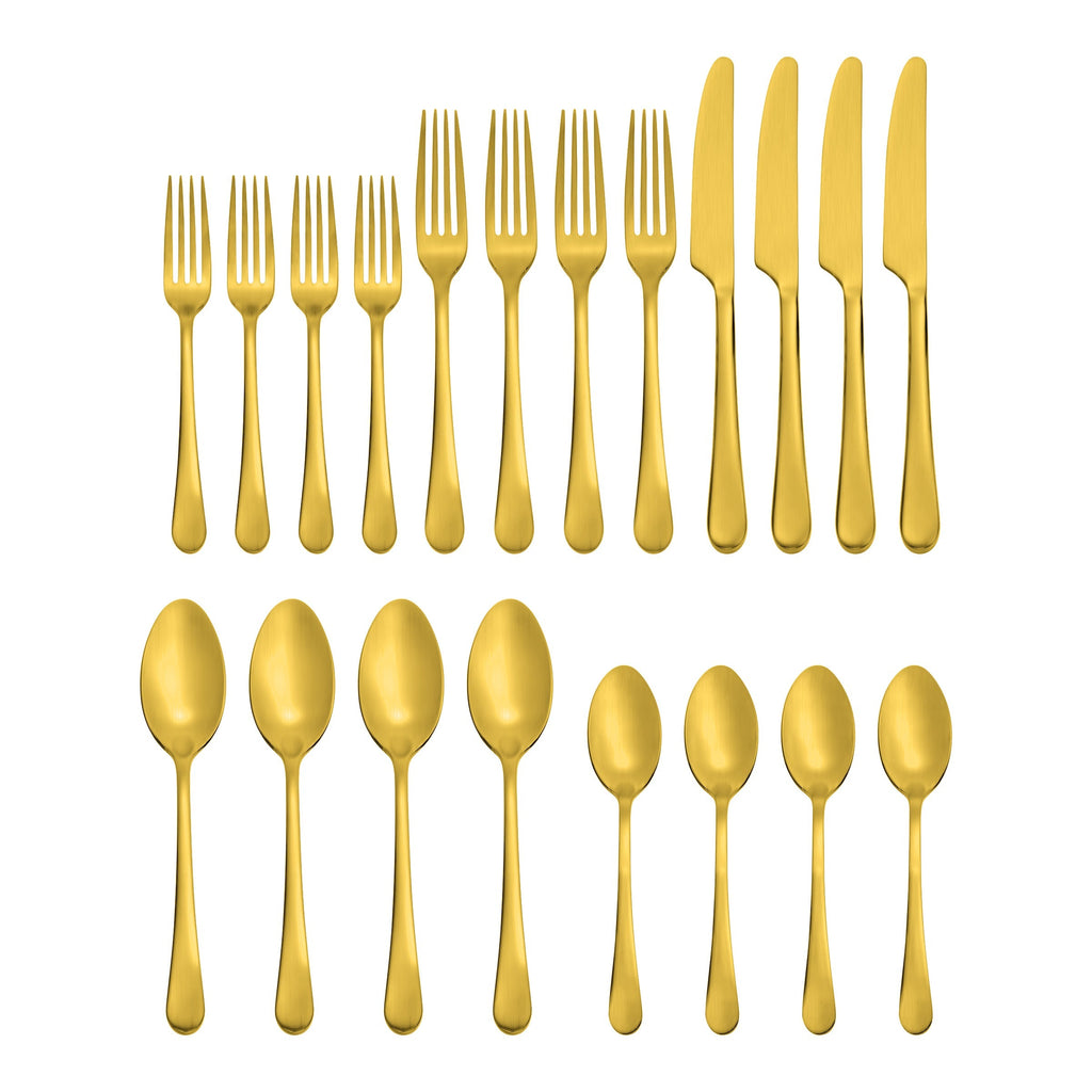 Mirabella Gold Titanium Satin 20 Piece Flatware Set