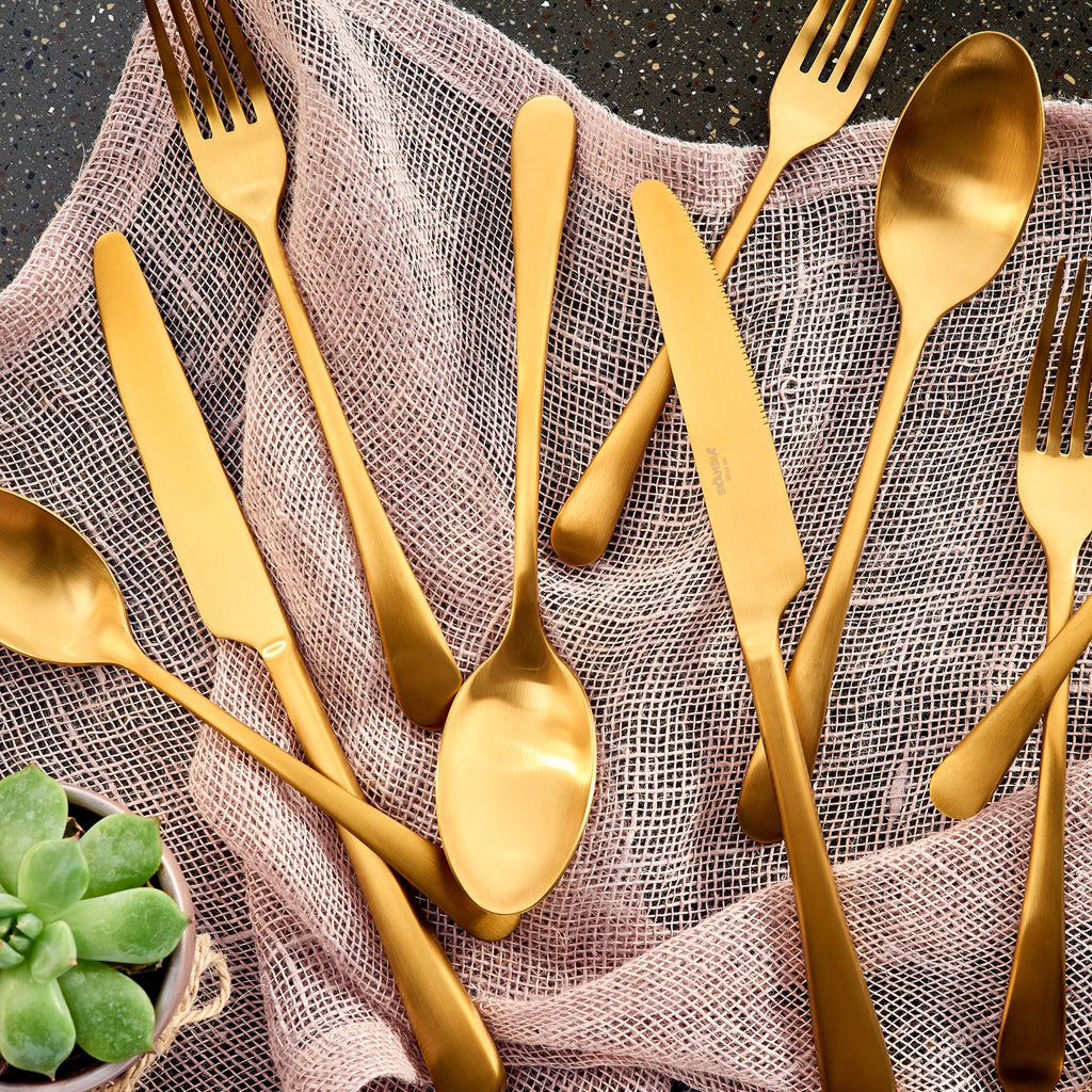 Mirabella Gold Titanium Satin 20 Piece Flatware Set