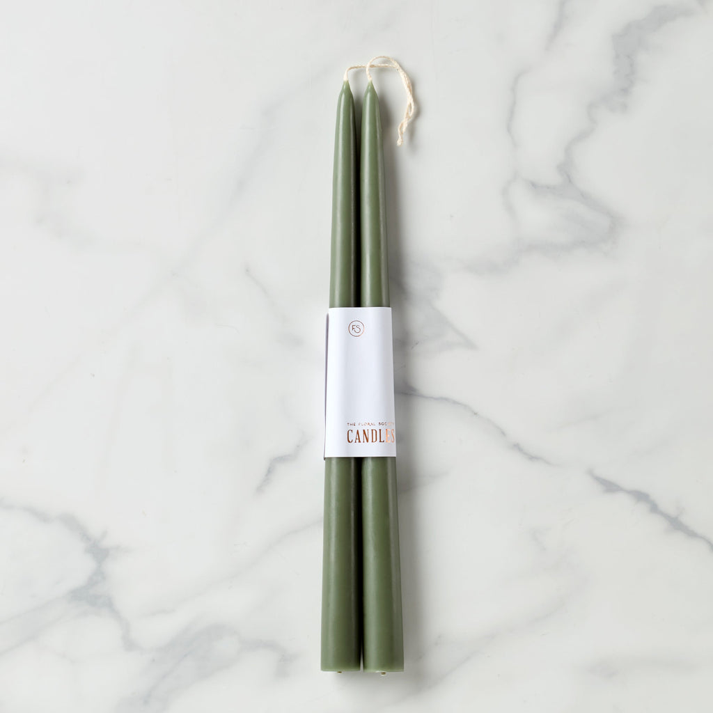"Dipped 12"" Taper Candle Pair - Moss"