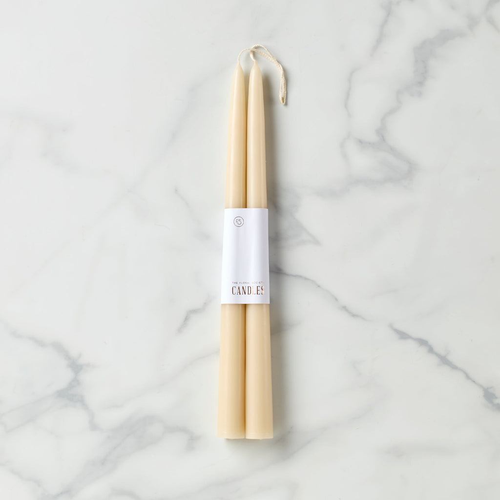 "Dipped 12"" Taper Candle Pair - Parchment"